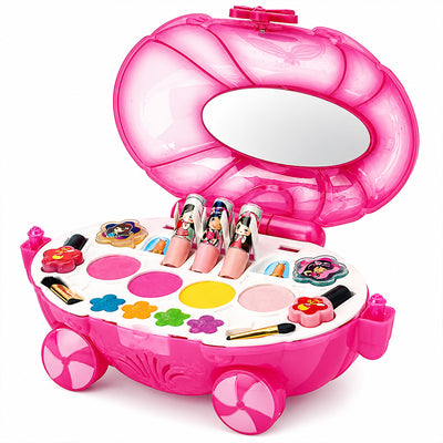 Urban Tots The Nail Art Cosmetic Makeup Kit | Kids Safe Washable Makeup Set with Eye Shadow, Lip Gloss, Nail Polish, Brushes & Stickers | Foldable Beauty Palette Toy for Girls Ages 3+ Years