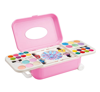 Urban Tots Girls Beauty Makeup Suitcase Set | Big Baby Fashion Makeup Kit with Nail Art, Pretend Cosmetic Accessories & Portable Dressing Table | Beauty Playset & Makeup Box Toy for Kids